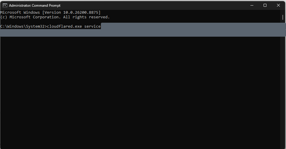 Menjalankan perintah pemasangan di Command Prompt