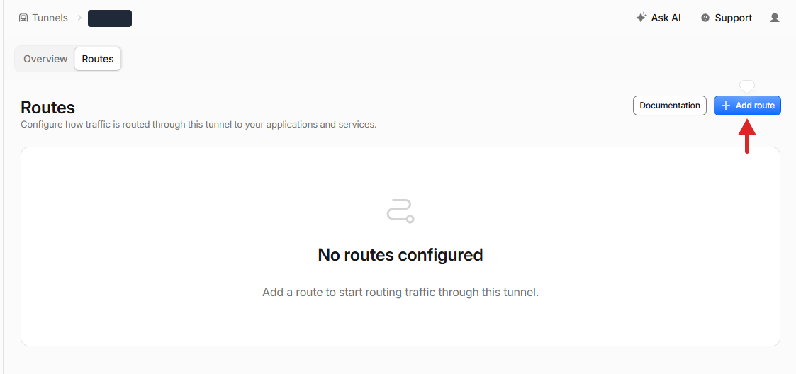 Tab Routes, tombol Add route