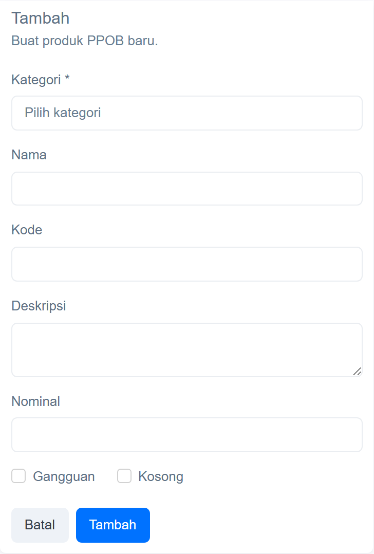 Formulir tambah/ubah